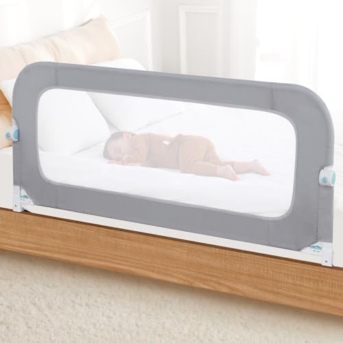 Tivellary 59’’ Reinforced Bed Rail for Toddlers – Extra Long Safety Guard with Thickened Material, Adjustable & Folding Bed Rails for Twin, Full, Queen, King Beds