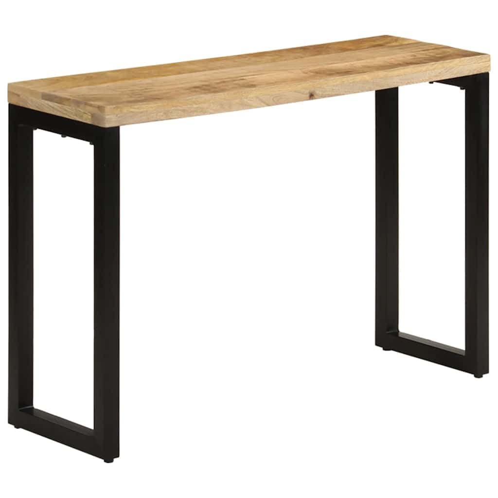 Stolik konsola z litego drewna z uchwytem z metalowymi nogami, 110x35x76 cm