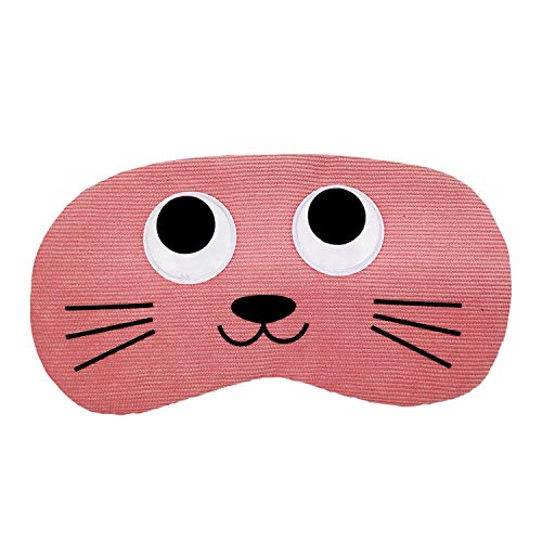 Image of Jenna Cute Sleeping Eye Shade Mask Cover for Insomnia, Meditation, Puffy Eyes and Dark Circles Cat Pink Travel Relaxation Soft Comfort Lightweight