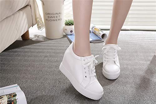 Image of ACE SHOCK Women Wedges Sneakers with Hidden Heel Ankle High Platform Walking Shoes Fashion Bride Wedding Shoes