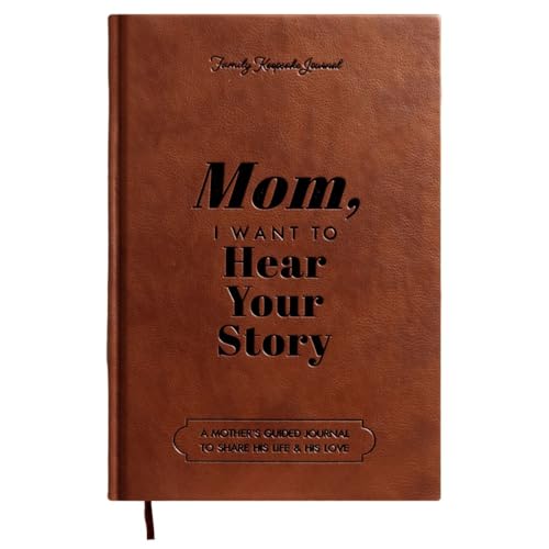 Klivex お母/父さん あなたの話を聞きたい、あなたのおさんの話、お母/父さんの話、母/父の日のギフトに革で包まれたハードカバー、黒の金箔文字、リボンのブックマーク ストーリーノート Mom/Dad, I Want to Hear Your Story