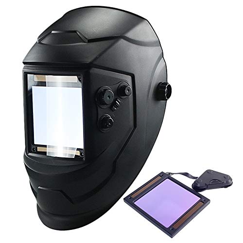 Pantalla para Soldar,Gran áRea VisióN Solar de atenuación automática máscara soldadura Casco Ventana Grande 4 Sensores ajuste externo