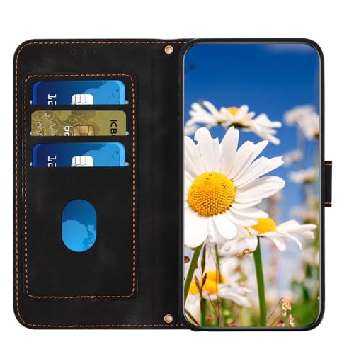 Étui iPhone 13 Pro portefeuille en cuir rose avec coque magnétique flip back motif fleur - 2