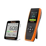 Temtop Rilevatore di CO2 Portatile Termometro e Igrometro Sensore CO2 C1 & Misuratore di Qualità dell'Aria Interna Professionale per Particelle PM2.5 PM10 P600
