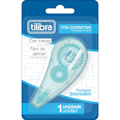 Tilibra - Corretivo em Fita 5mmX6m, Azul Aqua