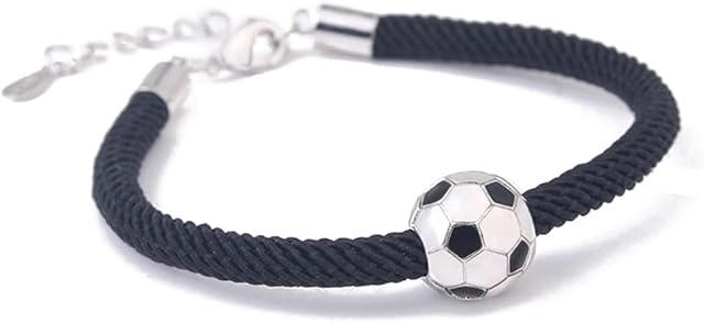 IMINI Football Bracelet for Men Boys Teens Braided Bracelet Charms Soccer Adjustable Bracelets Anklet Chain Simple Football Jewelry Birthday Gifts For Daughter Son Dainty Jewelry Gifts