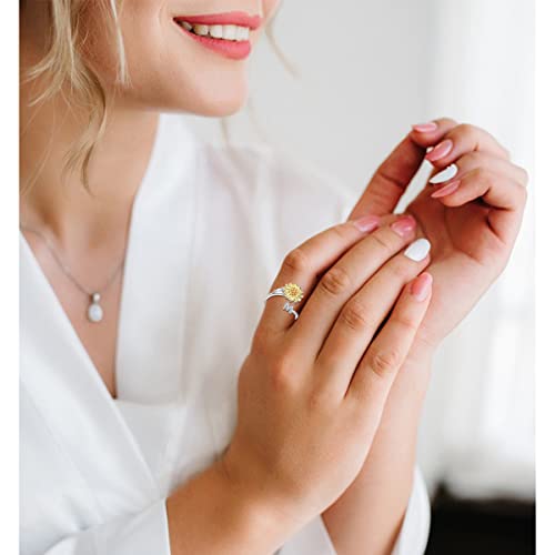 Fidget Rings For Anxiety For Women Sunflower Initial Letter Spinner Ring Open Adjustable Ring Cz Rings Daisy Stress Relieving Ring Jewelry Gift For Women Girl Valentine's Day You Are My Sunshine Ring (M) #TOP3