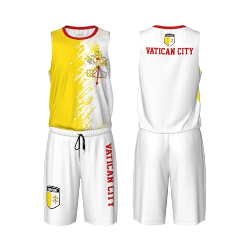 Vatican City Flag Grain (1) Basketball Jersey Uniform Suit for Men Adults Training Athletic Set