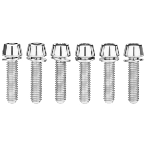 Image of Titanium Ti Allen Hex M5x16 18mm Tapered Head Bolt with Washer Screw for Bicycle Stem Parts Pack of 6 (Normal Titanium, M5x18mm)