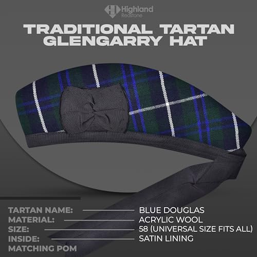 Image of Glengarry Cap-Traditional Scottish Hat, Acrylic Wool Tartan Glengarry hat, Kilts /Bagpipes Accessories