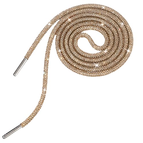 Jamron Una Pieza 4MM Brillante Cordones de Zapato Redondos con Strass Recambios Cordones para Sudadera Capucha SN0712111 Amarillo Cristal 140CM