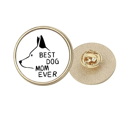 Broche ronde Best Dog Mom Ever en métal doré taille M