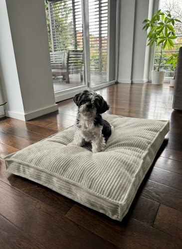 Extrasen Hundebett Hundekissen Cord Große Hunde Waschbar Abriebfest 100 x 70 cm Ecru XXL