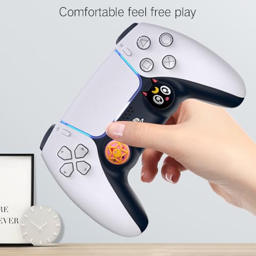 Image of PERFECTSIGHT 4 PCS Cute Thumb Grip Caps for PS5 /PS4 /Xbox One (Series X, S) /NS Switch Pro Controller, Magic Moon Analog Stick Grips Thumbsticks, Kawaii Silicone Joystick Button Covers (Luna)