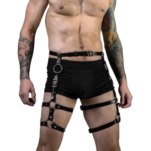 Moinha Punk Leder Bein Harness Gothic Strumpfband Gürtel Herren Caged Oberschenkel Holster Sklave BDSM Bondage Geschirre Sexy Taille Ringe Hosenträger Schenkel Gürtel Männer Fesseln Harness