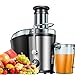 Licuadora Para Verduras y Frutas, 800W Extractor centrífugo de zumos, 2 Velocidad Exprimidor de Frutas y Verduras en Acero Inoxidable con 75MM de Boca Ancha, protección contra sobrecalentamiento