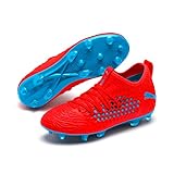 Sockenähnliche Passform PUMA Unisex-Kinder Future 19.3 Netfit FG/AG Jr Fußballschuhe, Rot (Red Blast-Bleu Azur), 36 EU