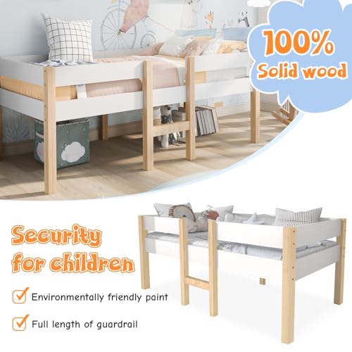 Lit mezzanine enfant 90x190 pin avec rangement KOMHTOM