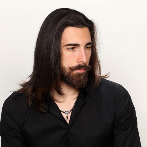 FOUNSHO Mens Black Straight Wig - Image 2