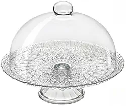 Boleira de vidro com tampa Porta Bolo Boleira De Vidro Com Pé 32cm