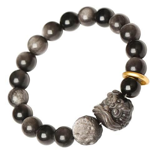 Bracelet feng shui chanceux contre le stress en pierre d'obsidienne