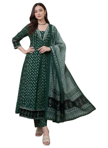 Ensemble Kurti ethnique pour femme avec dupatta Anarkali en viscose imprimée