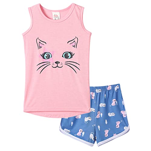 MyFav Big Kids Girls Sleeveless Sleepwears Hearts Shape Striped Pajama Nightgown2