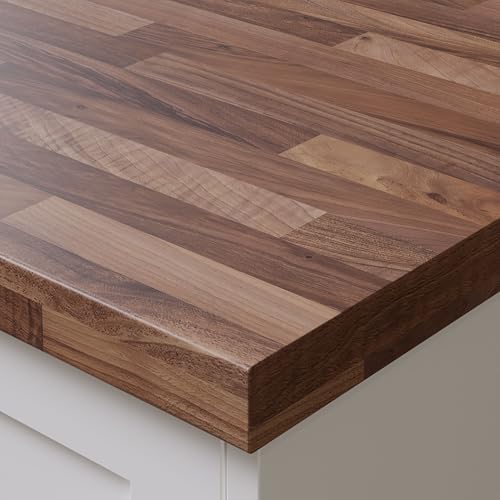 Plus Warm Walnut Block Postformed Laminate Kitchen Worktop 4100mm x 600mm x 38mm, durable laminate surface, scratch resistant, moisture resistant finish, easy to clean, ideal for all kitchens