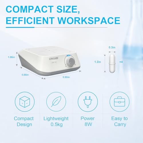 Image of ONiLAB Magnetic Stirrer with Stir Bar, Speed Range 300-2000RPM,Magnetic Mixer Max Stirring Capacity 3000ml(No Heating)