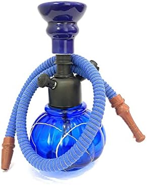 Decent| Glass Hookah Pot Kharbuza Shaped (8 Inches) (Blue glass)
