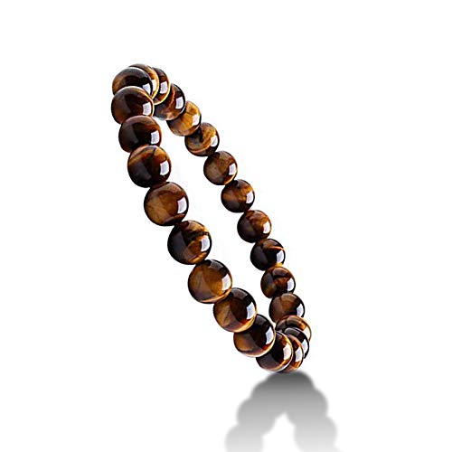 WINGLESCOUT Pulsera de Cuentas de Chakras Naturales - Pulsera Ajustable de curación de Piedras Preciosas, difusor de aceites Esenciales, Pulsera elástica para Yoga (Tiger Eye Beaded)