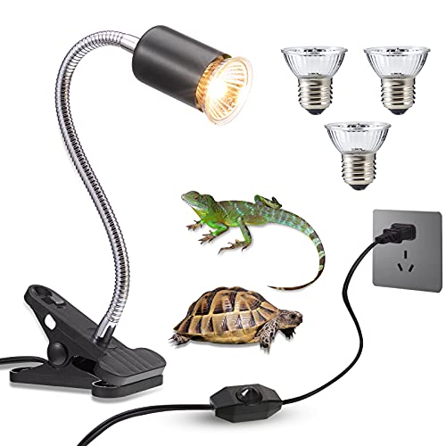 Reptile Heat Lamp, FREEAGLE Dimmable Turtle Lamp with 3 UVA UVB Bulbs (25W 50W 75W), 360° Rotatable Basking Lamp Reptile Light, Heating Lamp for Tortoise Aquarium Lizard Snake Terrarium Amphibian