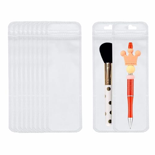Image of 100 Pcs Pen Packaging Bags for Small Business, Resealable Pouch Bag for Pens, Clear Zipper Smell Proof Storage Bags for Packaging Lipgloss, Jewelry, Cosmetic, Candy 2.75x7.8inch
