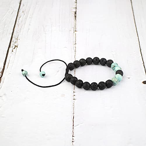 Celokiy Adjustable Lava Bead Stone Anxiety Diffuser Oil Diffuesr Bracelet Women With Turquoise - Meditation,Relax,Healing,Aromatherapy #TOP4