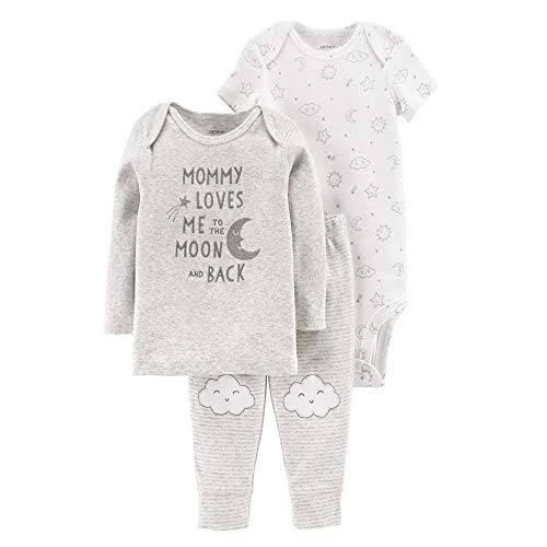 Image of Carter's Baby Girls' 3-Piece Little Character Sets (Ivory Heather/Moon, 12 Months)