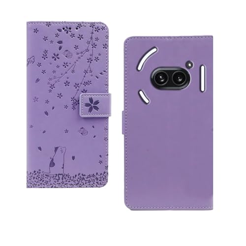 Image of amazon basics Nothing Phone 2A 5G Flip Cover | Card Pockets Wallet & Stand | Flip Cover for Nothing Phone 2A 5G (Purple Tree)