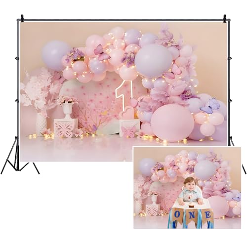 Fondo Fotográfico Vinilo 7x5ft Rosa Morado Cumpleaños miniatura 2
