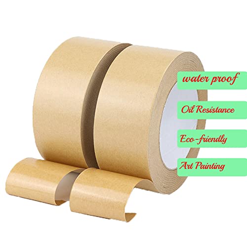 65 Feet Strong Adhesive Eco Friendly Packing Tape Kraft Paper Tape For Moving Boxes Luggages,Carton Sealing Tape,Picture Frame Backing Tape 2.36 Inch/6Cm #TOP1