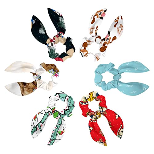 Chouchous à cheveux avec nœud papillon en lot de 6 pièces multicolores pour queue de cheval femme