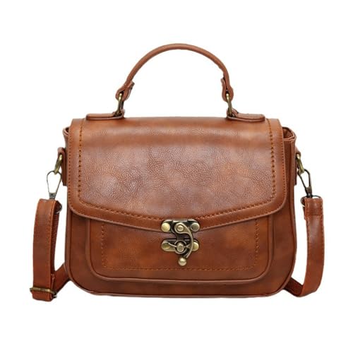Vintage Crossbody Bags for Women, Small Leather Purse Messenger Bag, Retro Women Shoulder Handbag with Top Handle
