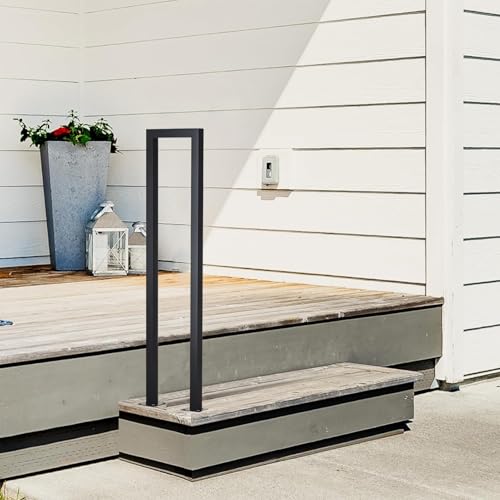 Rampe en fer forgé noir de 90 cm robuste pour marche extérieure en béton
