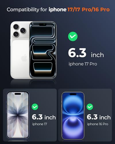 Image of LK 2 Pack for iPhone 17 /17 Pro / 16 Pro Screen Protector Tempered Glass, Military Grade Shatterproof [Auto Dust-Elimination, 0 Dust & Bubbles] Anti-Scratch, Max Coverge Screen Protector