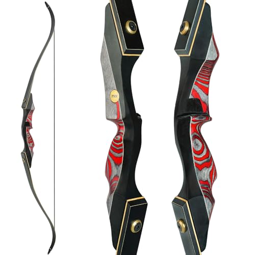 PMZ Recurve Bow and Arrow, Newset Professional Aldults Archery Hunting Bow, 60'' Wooden Takedown Bow, for Youth Beginners to Advanced Outdoor Practice & Hunting, Right Hand, 35 lbs