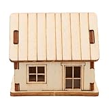 JOINPAYA Miniatur Holzhausmodell Selbstgemacht Bausatz 3D Puzzlehaus Kompakte Bemalbare Holzhütte für Sandtisch Dekoration und Kreative Bastelfreunde