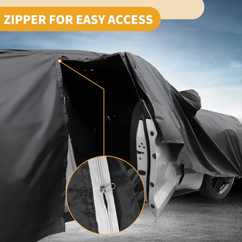 Image of All-Weather Waterproof Car Cover - UV-Resistant Outdoor Full Exterior Protection for mg ZS 190T-PU Black with Right Side Zipper