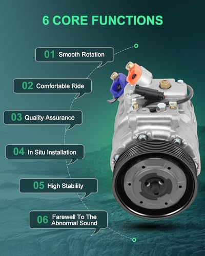 Image of SCITOO AC Compressor for BMW for 328i 3.0L 2007 | Fast Cooling, Ultra Low Noise (≤72 dB) Air Conditioner Compressor for Summer, with Clutch, 1211049 64522151495 64526956716