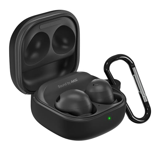 Image of Sounce Earphone Case Cover Compatible for Samsung Galaxy Buds 2 Pro, Soft Silicone Skin Case Cover Shock-Absorbing Protective Case with Keychain [Front LED Visible](Black)