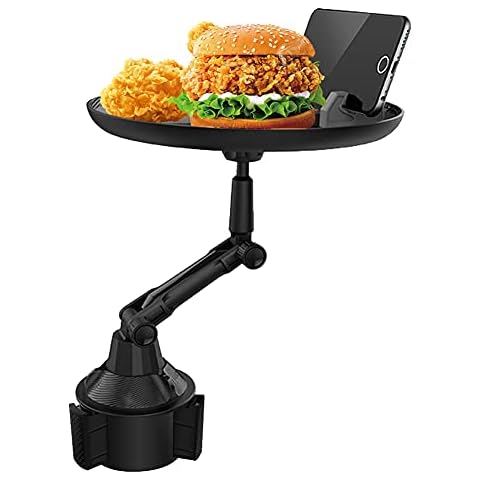 JSCARLIFE Car Tray Holder ,Cup Holder Tray for Car -Enjoy Your Meal and Stay Organized - Multifunctional Car Food Tray with 360° Rotating Swivel Arm and Adjustable Extendable Base Cover