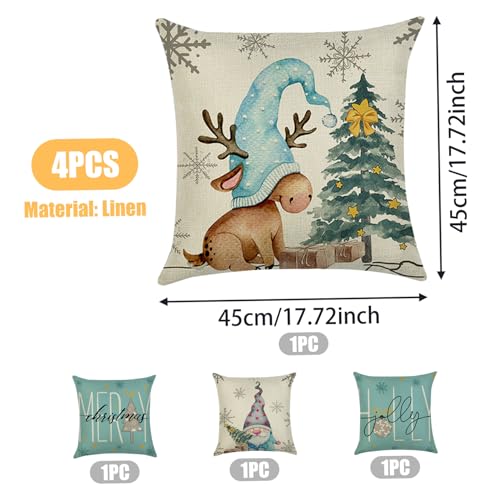 Housse coussin Noël de qualité supérieure motif cerf gnome fermeture éclair robuste - 8