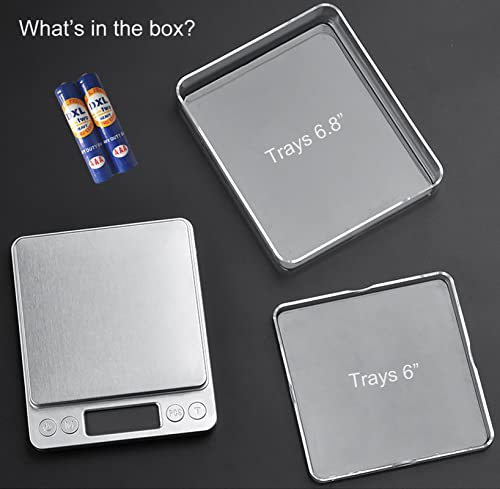 Joeaa Food Scale Digital Weight Grams And Ounces, 0.001Oz/0.01G 500G Kitchen Scale For Food With Backlight Lcd Display, Tare, 9 Units, Auto Off, 2 Trays, Batteries Included - Stainless Steel #TOP5